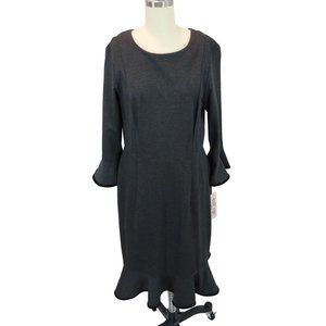 NANETTE LEPORE Sizer 8 Moody Treasures Velvet Trim Bell Sleeve Sheath Dress NWT